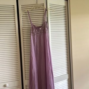 Long lavender lace bodice spaghetti strap nightgown
